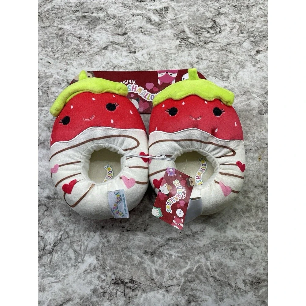 Squishmallow Slippers Strawberry Valentine Kids Size 11/12 NWT